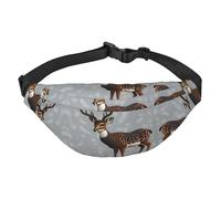 Yzgwjbhd Cute Hedgehog Print Large Crossbody Fanny Pack, Cute Waterproof Waist Pack Belt Bag For Men, Women, Stylish Running Accessory, Grey Plum Deer, One Size