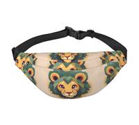 Yzgwjbhd Cute Hedgehog Print Large Crossbody Fanny Pack, Cute Waterproof Waist Pack Belt Bag For Men, Women, Stylish Running Accessory, Cartoon Lion, One Size