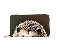 YzgWjBhd Cute Hedgehog Print Leather Wallet for Men, Slim Bifold with Full-Print Design, Secure Zipper Closure, RFID Blocking