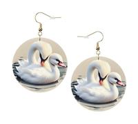 YzgWjBhd Cute Little Swan Earrings for Women Girls, Stylish Round Leather Dangle with Silver Hook, Ideal Drop Earrings Gift for Woman