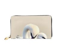 YzgWjBhd Cute Little Swan Print Leather Wallet for Men, Slim Bifold with Full-Print Design, Secure Zipper Closure, RFID Blocking, Black, One Size