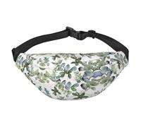Yzgwjbhd Cute Panda Print Large Crossbody Fanny Pack, Cute Waterproof Waist Pack Belt Bag For Men, Women, Stylish Running Accessory, Green Eucalyptus Leaves, One Size