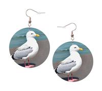 YzgWjBhd Cute seagull Earrings for Women Girls, Stylish Round Leather Dangle with Silver Hook, Ideal Drop Earrings Gift for Woman