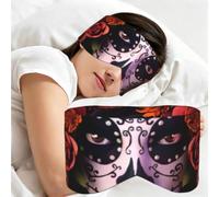 YzgWjBhd Day of The Dead Sugar Roses Skull Printed Travel Sleep Mask | Soft Eye Mask For Flights, Train Trips, Home Rest, Office Naps, Shift Breaks, And Quiet Relaxation