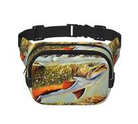 YzgWjBhd Denmark Danish Flag Printed Fanny Pack for Men Women, Lightweight Belt Bag with Adjustable Strap, Stylish Waist Pack Crossbody Purse for Travel, Hiking, Running, Brook Trout Fly Fishing, One