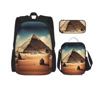 YzgWjBhd Dreaming of the Pyramids of Khufu Backpack Lunch Bag Set | Printed Backpack Lunch Bag And Pouch Set For Workdays, Commuting, Weekend Trips, Gym Visits, And Daily Organisation