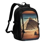 YzgWjBhd Dreaming Of The Pyramids Of Khufu Usb Laptop Travel Backpack | Printed Usb Backpack For Laptop Carry, Work Commutes, Weekend Travel, College-Age Users, Camping, And Daily Trips