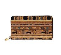 YzgWjBhd Egyptian Frescoes Print Leather Wallet for Men, Slim Bifold with Full-Print Design, Secure Zipper Closure, RFID Blocking