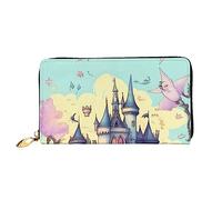 YzgWjBhd Fairytale Castle Print Leather Wallet for Men, Slim Bifold with Full-Print Design, Secure Zipper Closure, RFID Blocking