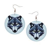 YzgWjBhd Fierce wolf head Earrings for Women Girls, Stylish Round Leather Dangle with Silver Hook, Ideal Drop Earrings Gift for Woman