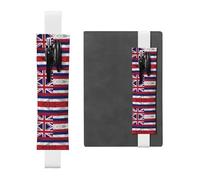 YzgWjBhd Flag of Hawaii American Print Leather Bookmark, Adjustable Pencil Sleeve Case Pouch, Elastic Band Pen Pouch for Journals, Notebooks, Planners, Hold 2-3 Pens, Fits 20cm to 25cm