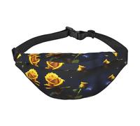 Yzgwjbhd Future Robot Print Large Crossbody Fanny Pack, Cute Waterproof Waist Pack Belt Bag For Men, Women, Stylish Running Accessory, Yellow Roses Starry Night, One Size