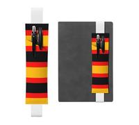 YzgWjBhd Germany Flag Print Leather Bookmark, Adjustable Pencil Sleeve Case Pouch, Elastic Band Pen Pouch for Journals, Notebooks, Planners, Hold 2-3 Pens, Fits 8" to 10"