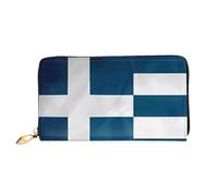 YzgWjBhd Greek Flag Print Leather Wallet for Men, Slim Bifold with Full-Print Design, Secure Zipper Closure, RFID Blocking