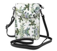 YzgWjBhd Green Eucalyptus Leaves Small Crossbody Bags, Printed Cell Phone Purse with Card Slots, Shoulder Handbag with Strap