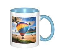 YzgWjBhd Hawaii Hot Air Balloon Print Ceramic Coffee Mug with Handle, Funny Cylindrical Coffee Cup for Coffee, Tea, Cappuccino, Cocoa (Sky Blue)