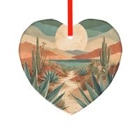YzgWjBhd Heart Shaped Glass Decoration for Christmas Trees | Desert Agave Path Hanging Keepsake For Festive Trees, Family Celebrations, Seasonal Displays, And Thoughtful Presents