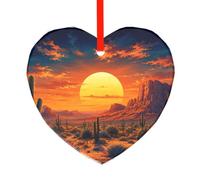 YzgWjBhd Heart Shaped Glass Decoration for Christmas Trees | Desert Sunset Hanging Keepsake For Festive Trees, Family Celebrations, Seasonal Displays, And Thoughtful Presents