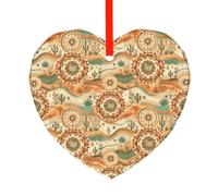 YzgWjBhd Heart Shaped Glass Decoration for Christmas Trees | Desert Trail Mandala Hanging Keepsake For Festive Trees, Family Celebrations, Seasonal Displays, And Thoughtful Presents