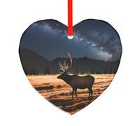 YzgWjBhd Heart Shaped Glass Decoration for Christmas Trees | Elk in the meadow Hanging Keepsake For Festive Trees, Family Celebrations, Seasonal Displays, And Thoughtful Presents