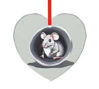 YzgWjBhd Heart Shaped Glass Decoration for Christmas Trees | Mouse in the Hole Hanging Keepsake For Festive Trees, Family Celebrations, Seasonal Displays, And Thoughtful Presents