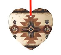 YzgWjBhd Heart Shaped Glass Decoration for Christmas Trees | Native American Patterns Hanging Keepsake For Festive Trees, Family Celebrations, Seasonal Displays, And Thoughtful Presents