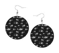 YzgWjBhd Helicopter Earrings for Women Girls, Stylish Round Leather Dangle with Silver Hook, Ideal Drop Earrings Gift for Woman