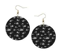 YzgWjBhd Helicopter Earrings for Women Girls, Stylish Round Leather Dangle with Silver Hook, Ideal Drop Earrings Gift for Woman