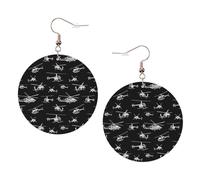 YzgWjBhd Helicopter Earrings for Women Girls, Stylish Round Leather Dangle with Silver Hook, Ideal Drop Earrings Gift for Woman