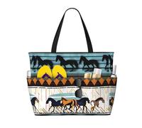 YzgWjBhd Horse Stripes Pattern Beach Tote with Stylish Print | Print Pool Bag for Water Adventures | Carry-On Bag