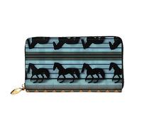 YzgWjBhd Horse Stripes Pattern Print Leather Wallet for Men, Slim Bifold with Full-Print Design, Secure Zipper Closure, RFID Blocking, Black, One Size