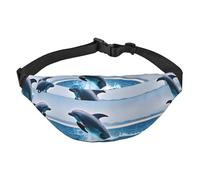 YzgWjBhd Jumping up Dolphins Print Large Crossbody Fanny Pack, Cute Waterproof Waist Pack Belt Bag for Men, Women, Stylish Running Accessory