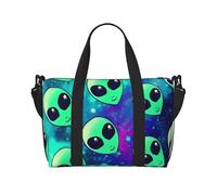 YzgWjBhd Large Duffel Bag for Men Women, Cute Carry On Tote for Travel, Gym, Weekend Use, Printed Green Alien, 19.7" x 10.2" x 13.3"