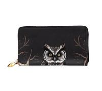 YzgWjBhd Late Night Owl Print Leather Wallet for Men, Slim Bifold with Full-Print Design, Secure Zipper Closure, RFID Blocking, Black, One Size