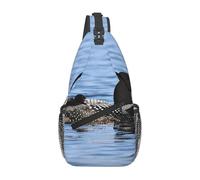 YzgWjBhd Loon Birds Printed Chest Bag, Composite Sling Pack, Adjustable Strap Multi-Pocket Crossbody Bag for Travel Work Daily Use
