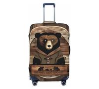 YzgWjBhd Luggage Suitcase Cover Protector, Printed Rustic Lodge Bear Luggage Covers for Suitcase, Baggage Covers Fits 18-32 Inch Luggage, Black, XL