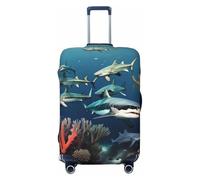 YzgWjBhd Luggage Suitcase Cover Protector, Printed Sharks under the sea Luggage Covers for Suitcase, Baggage Covers Fits 18-32 Inch Luggage, Black, XL