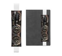 YzgWjBhd Magical Design Norse Runes Compass Print Leather Bookmark, Adjustable Pencil Sleeve Case Pouch, Elastic Band Pen Pouch for Journals, Notebooks, Planners, Hold 2-3 Pens, Fits 20cm to 25cm