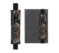 YzgWjBhd Magical Design Norse Runes Compass Print Leather Bookmark, Adjustable Pencil Sleeve Case Pouch, Elastic Band Pen Pouch for Journals, Notebooks, Planners, Hold 2-3 Pens, Fits 8" to 10"