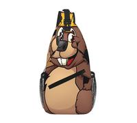 YzgWjBhd Men's Sling Bag, Waterproof Printed beaver working Chest Shoulder Bag for Work and Daily Use, Crossbody Backpack for Travel