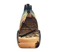 YzgWjBhd Men's Sling Bag, Waterproof Printed Dreaming of the Pyramids of Khufu Chest Shoulder Bag for Work and Daily Use, Crossbody Backpack for Travel