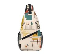 YzgWjBhd Men's Sling Bag, Waterproof Printed Mid Century Modern Chest Shoulder Bag for Work and Daily Use, Crossbody Backpack for Travel