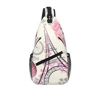 YzgWjBhd Men's Sling Bag, Waterproof Printed Paris Eiffel Tower Flower Chest Shoulder Bag for Work and Daily Use, Crossbody Backpack for Travel