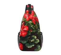 YzgWjBhd Men's Sling Bag, Waterproof Printed Red geraniums Chest Shoulder Bag for Work and Daily Use, Crossbody Backpack for Travel
