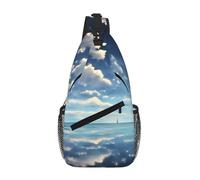 YzgWjBhd Men's Sling Bag, Waterproof Printed White clouds over the sea Chest Shoulder Bag for Work and Daily Use, Crossbody Backpack for Travel