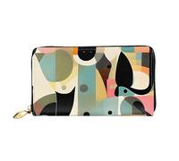 YzgWjBhd Mid-Century Modern Art Cat Print Leather Wallet, Stylish Women's Wallet with Credit Card Holders Money Organizer, Black, One Size