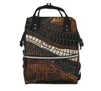 YzgWjBhd Multi Pocket Travel Backpack with Adjustable Straps | Cocoa Croc Abstract Printed Organiser Rucksack For Weekends, Shopping, Commuting, City Trips, Restaurants, And Everyday Carry