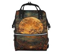 YzgWjBhd Multi Pocket Travel Backpack with Adjustable Straps | Harvest Moon Printed Organiser Rucksack For Weekends, Shopping, Commuting, City Trips, Restaurants, And Everyday Carry