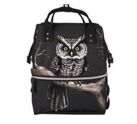 YzgWjBhd Multi Pocket Travel Backpack with Adjustable Straps | Late Night Owl Printed Organiser Rucksack For Weekends, Shopping, Commuting, City Trips, Restaurants, And Everyday Carry