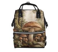 YzgWjBhd Multi Pocket Travel Backpack with Adjustable Straps | Mushroom Fern Grove Printed Organiser Rucksack For Weekends, Shopping, Commuting, City Trips, Restaurants, And Everyday Carry